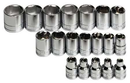 SK PROFESSIONAL TOOLS 3/8" Drive Socket Set Metric 19 Pieces 6 mm to 24 mm , Chrome 3919