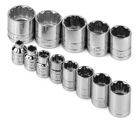 Sk Professional Tools 3/8" Drive Socket Set SAE 13 Pieces 1/4 in to 1 in , Chrome 4653