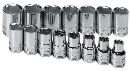 Sk Professional Tools 1/2" Drive Socket Set Metric 15 Pieces 10 mm to 24 mm , Chrome 1955