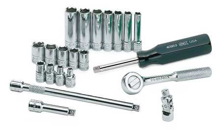 SK PROFESSIONAL TOOLS 1/4" Drive Socket Set Metric 21 Pieces 4 mm to 12 mm , Chrome 89009