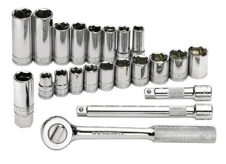 SK PROFESSIONAL TOOLS 3/8" Drive Socket Set Metric 22 Pieces 10 mm to 19 mm, 5/8 in , Chrome 91820