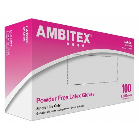 Ambitex Textured Gloves, 4 mil Palm, Natural Rubber Latex, Powder-Free, L, 100 PK, Cream LLG5201