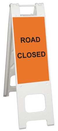 ZORO SELECT A-Frame Barricade Sign, Plastic, 45 in H, 3 in L, 13 in W, White 150-WHLGK1120-OBEG