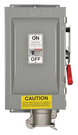 SIEMENS Fusible Safety Switch, Heavy Duty, 600V AC, 3PST, 60 A, NEMA 3R HF362JPN