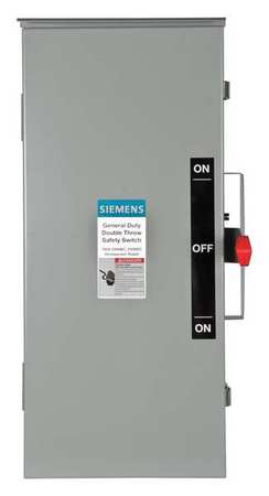 Siemens Nonfusible Safety Switch, General Duty, 240V AC, 3PST, 100 A, NEMA 3R DTGNF323NR