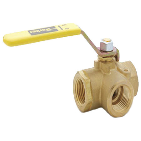 Zoro Select 1/2" FNPT Brass Ball Valve 3-Way XV533P-8