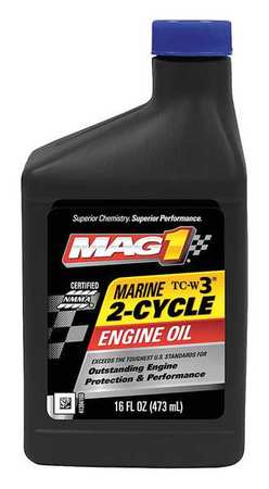 MAG 1 2-Cycle Synthetic Blend Marine Motor Oil, TC-W3 certified, Blue, 16 Oz. MAG60140