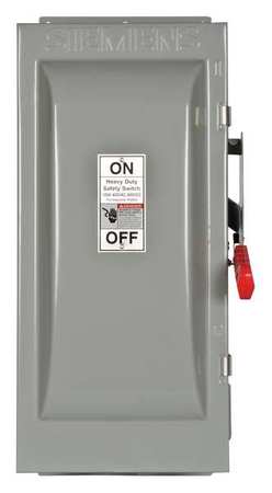 SIEMENS Fusible Safety Switch, Heavy Duty, 600V AC, 3PST, 100 A, NEMA 3R HF363J