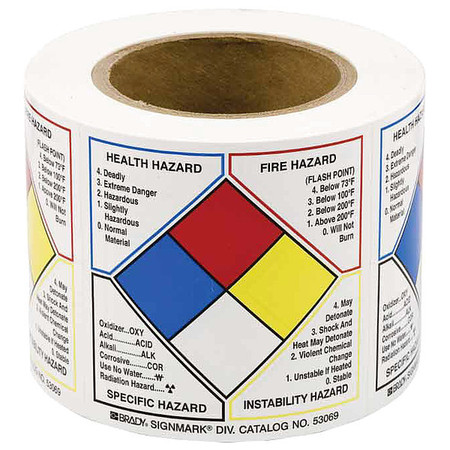 BRADY Right-to-Know Label, 4in. H x 4in. W 53069