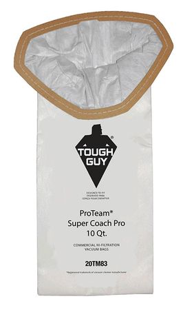 TOUGH GUY Vacuum Bag, 2-ply, Paper Bag, 10 PK 20TM83