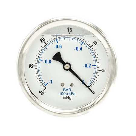 Pic Gauges Vacuum Gauge, 1/4 in. NPT, 4 in. 202L-404A