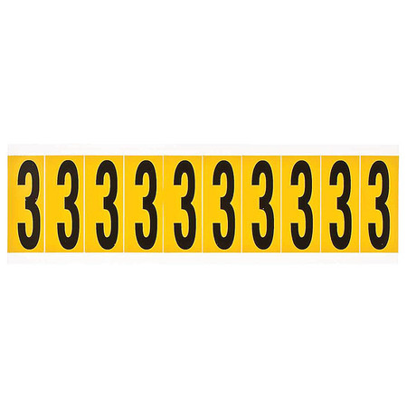 BRADY Number Label, 1-15/16in.H Character, Vinyl 1534-3