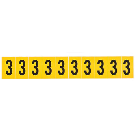 Brady Number Label, 1in.H Character, Vinyl 1530-3