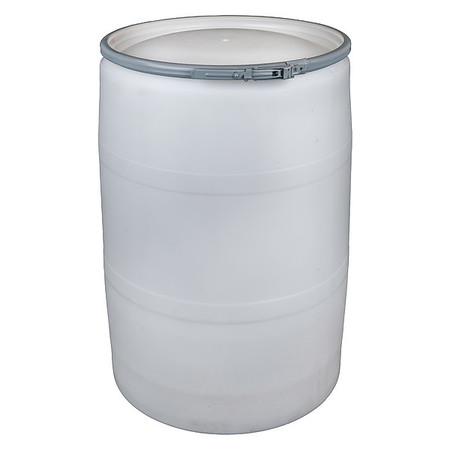 ZORO SELECT Open Head Transport Drum, Polyethylene, 55 gal, Unlined, White POLY55OHNAT