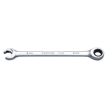 WESTWARD Ratcheting Wrench, Head Size 9mm 20VL21