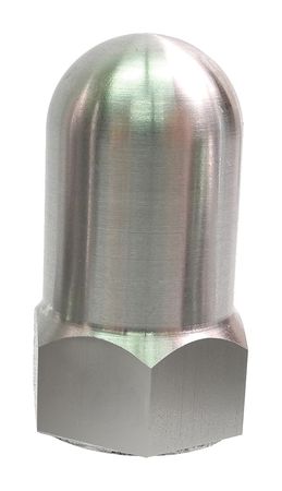 ZORO SELECT High Crown Flattened Head Cap Nut, 1/2"-13, Aluminum, Plain, 1-1/32 in H Z0338-ALU