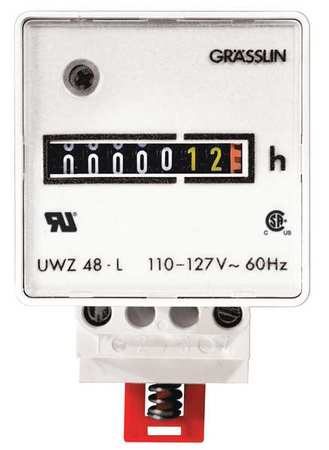 INTERMATIC Hour Meter, 24VAC, 60 Hz, DIN Rail Mount UWZ48V-24U
