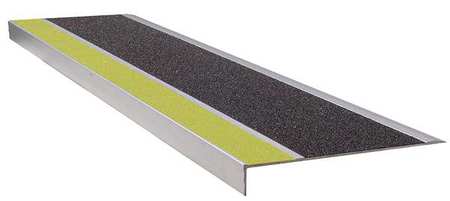 WOOSTER PRODUCTS Stair Tread, Ylw/Blk, 48in W, Extruded Alum 300YB4