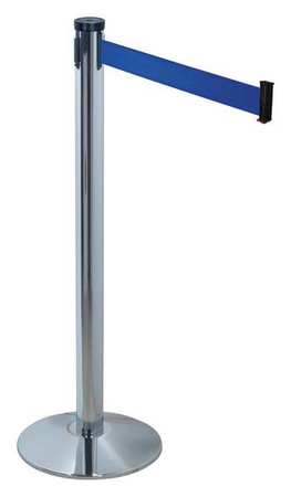 RETRACTA-BELT Barrier Post with Belt, 10 ft. L, Blue 300PC-BL