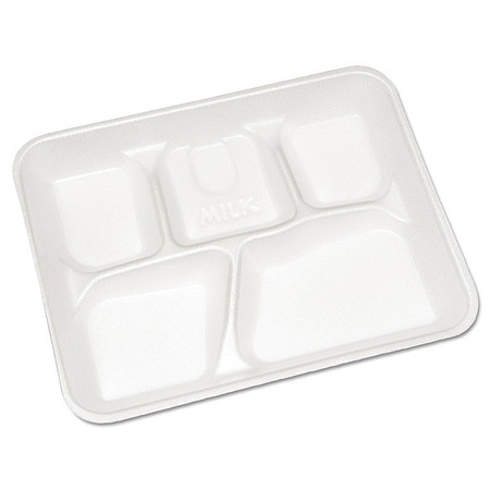 PACTIV Disposable Cafeteria Tray, 5 Compartments, Pk500 YTH10500SGBX