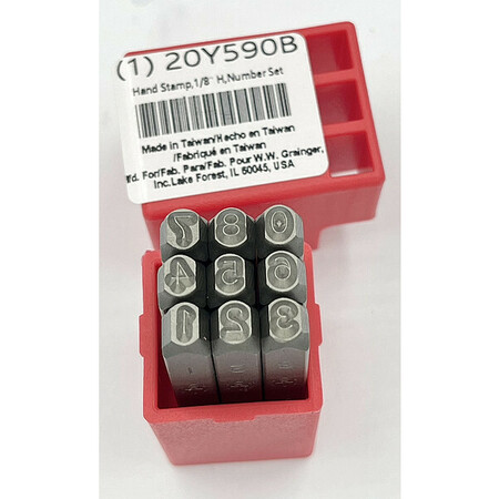 ZORO SELECT Hand Stamp, 1/8" H, Number Set 20Y590