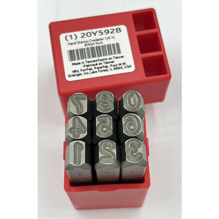 ZORO SELECT Hand Stamp, 1/4 In, Number Set 20Y592