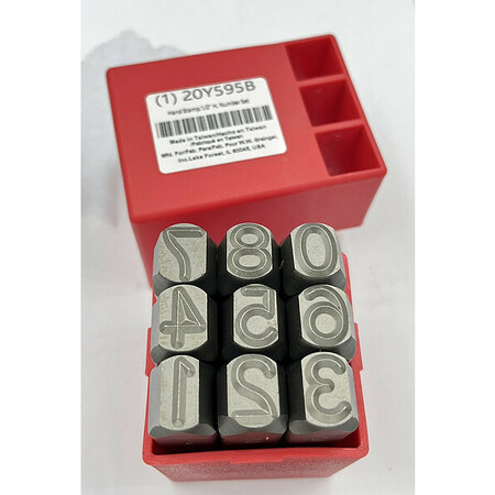 ZORO SELECT Hand Stamp, 1/2 In, Number Set 20Y595