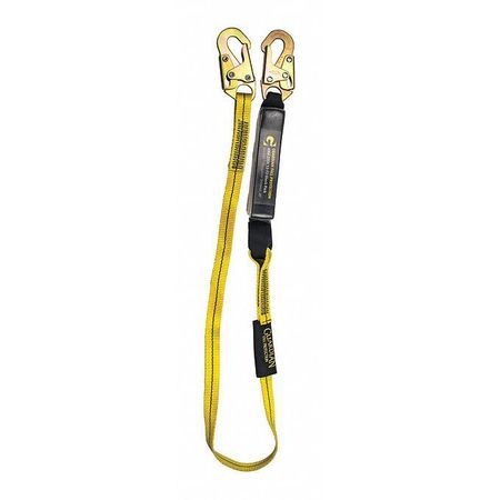 GUARDIAN EQUIPMENT Shock Absorbing Lanyard, 6 ft., Yellow 01220