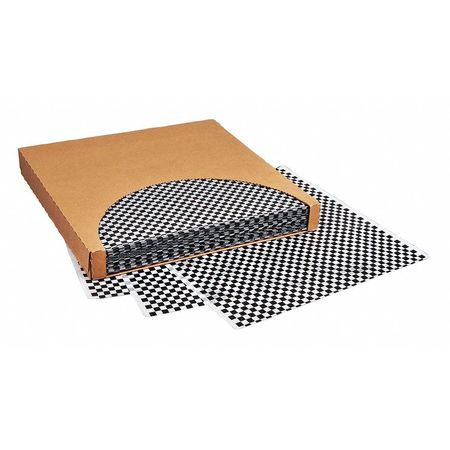 VALUE BRAND Black Checkered Dry Waxed Food Sheets, 16 x 16", PK1000 F-3728