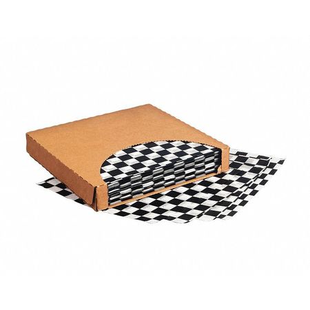 VALUE BRAND Black Checkered Dry Waxed Food Sheets, 12 x 12", PK1000 F-3731