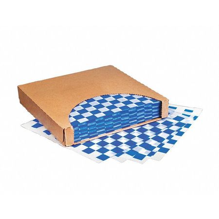 VALUE BRAND Blue Checkered Dry Waxed Food Sheets, 12 x 12", PK 1000 F-3732