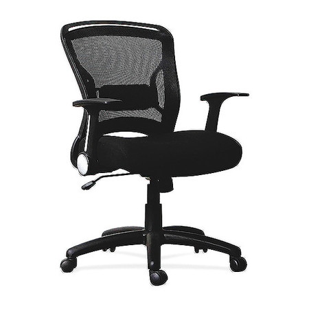 LORELL Managerial Chair, Fabric, 16-3/4" to 20.88" Height, Flip-Up Arms, Black LLR59519
