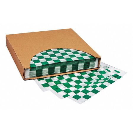 VALUE BRAND Green Checkered Dry Waxed Food Sheets, 12 x 12", PK1000 F-3733