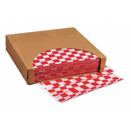 VALUE BRAND Red Checkered Dry Waxed Food Sheets, 12 x 12", PK1000 F-3739