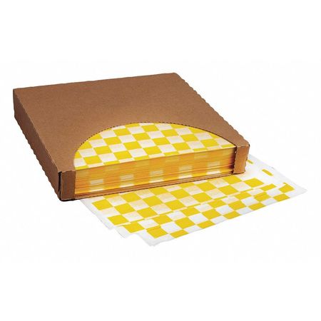 VALUE BRAND Yellow Checkered Dry Waxed Food Sheets, 12 x 12", PK1000 F-3740
