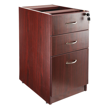 LORELL Pedestal Desk, 15.5" W, 28-1/2" H, Mahogany (Cabinet), Silver (Handle) LLR69603