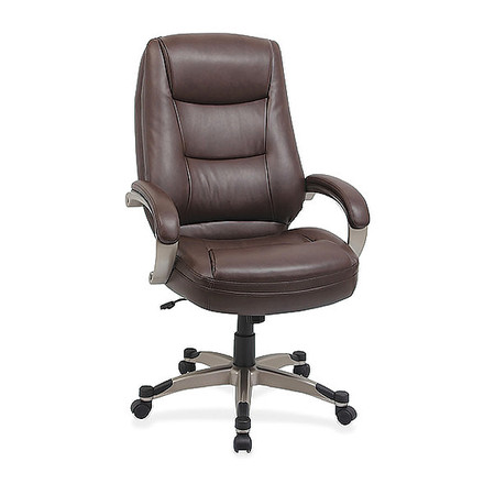 LORELL Leather Executive Chair, 18-1/4" to 21-3/4", Padded Arms LLR63280