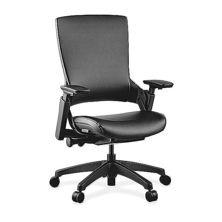 LORELL Leather Executive Chair, Adjustable Arms, Black LLR59529