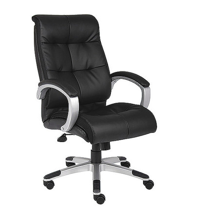 LORELL Leather Executive Chair, 18.31" to 21.26", Adjustable Arms, Black LLR62620