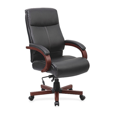 LORELL Leather Executive Chair, 19-1/2" to 22-3/7", Padded Arms LLR69532