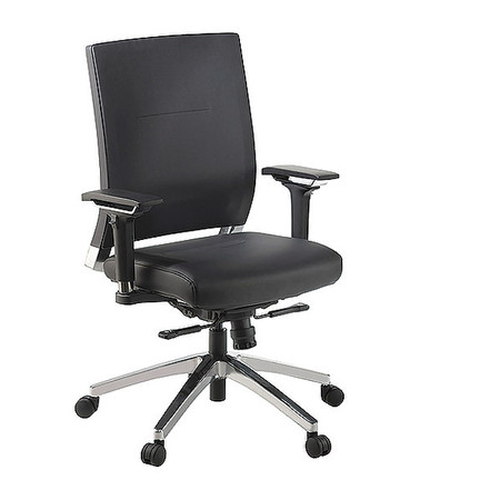 LORELL Leather Executive Chair, 19" to 22-1/2", Black LLR90040
