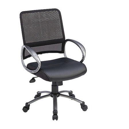 LORELL Leather Task Chair, 18-1/9" to 20-20/23", Black LLR69518