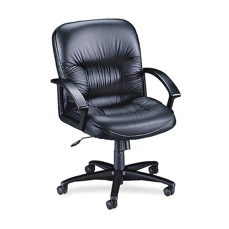 LORELL Managerial Chair, Leather, 38-1/2" Height, Adjustable Arms, Black LLR60115
