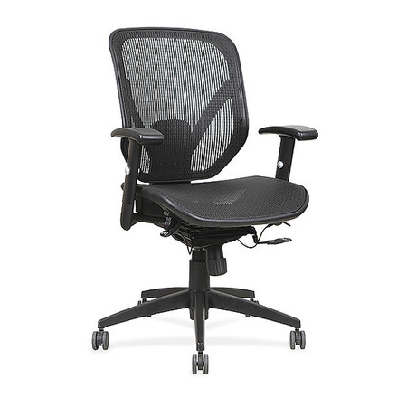 LORELL Managerial Chair, Mesh, Adjustable Arms, Black LLR40203