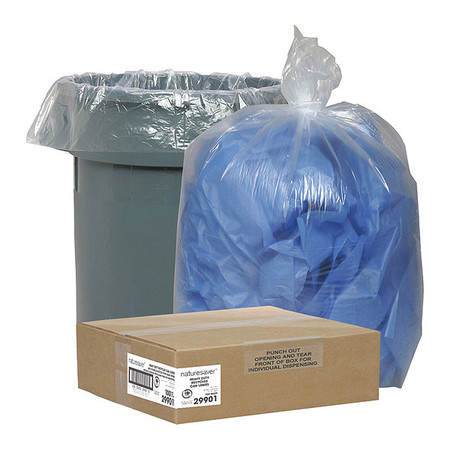 Nature Saver 45 gal Recycling Liners, L, 1.50 mil (38 Micron), Clear, 100 PK NAT29901