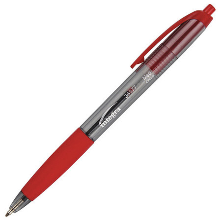 INTEGRA Rubber Grip Retractable Pens, Red, PK12 ITA36177
