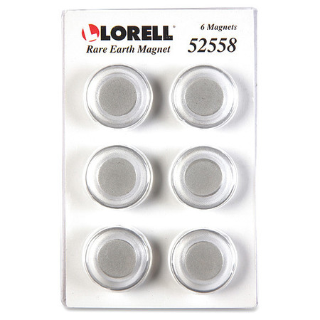 Lorell Round Cap Rare Earth Magnets, Round, PK6 LLR52558