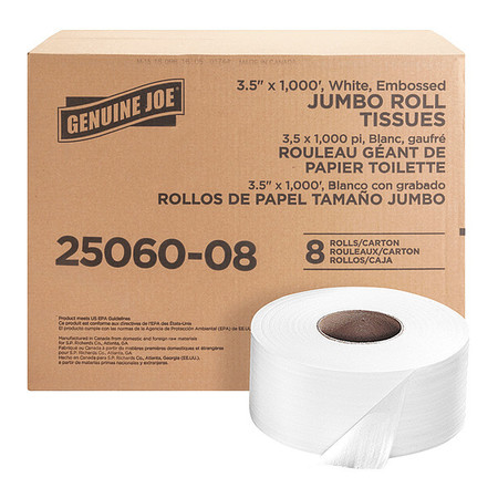 Genuine Joe Bathroom Tissue, White, 8 PK GJO2506008