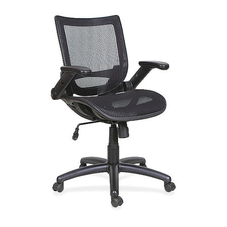 LORELL Mesh Task Chair, 17-3/4" to 21-5/8", Flip-Up Arms, Black LLR60316