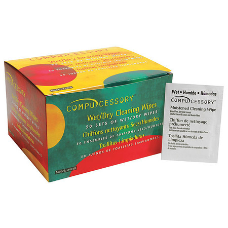 COMPUCESSORY Wet And Dry Screen Cleaning Wipes, PK50 CCS24218
